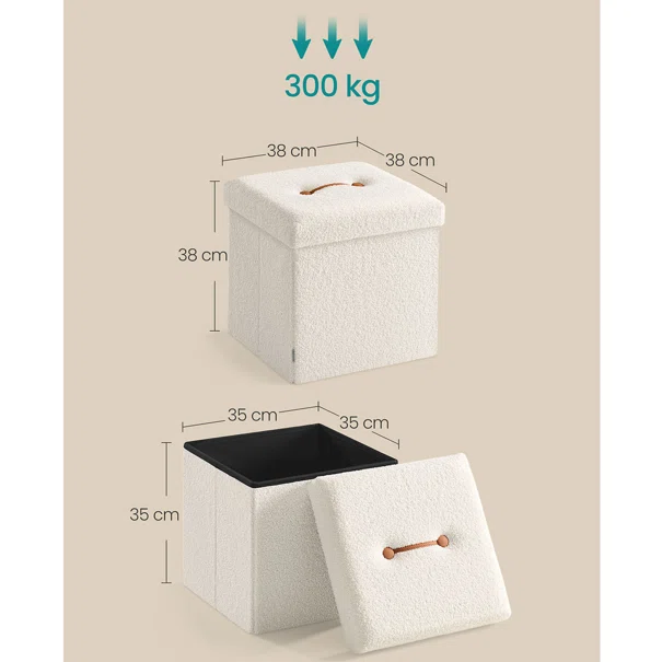 Σκαμπό Με Αποθηκευτικό Χώρο (38x38x38) Songmics LSF095W01