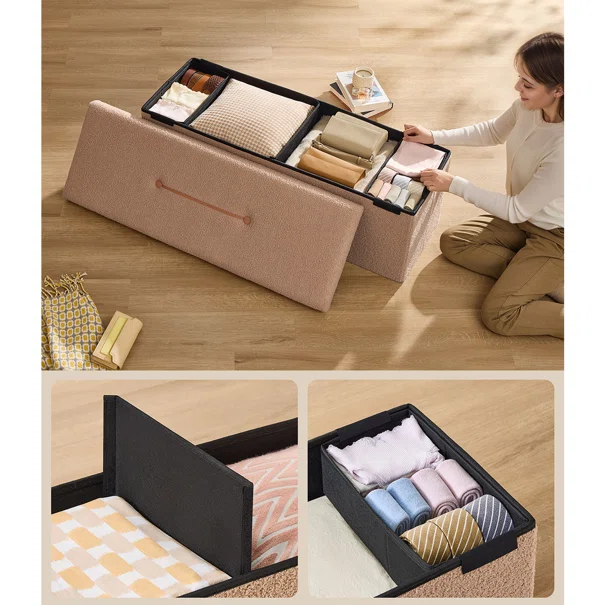 Ταμπουρέ Με Αποθηκευτικό Χώρο (110x38x38) Songmics LSF097K01