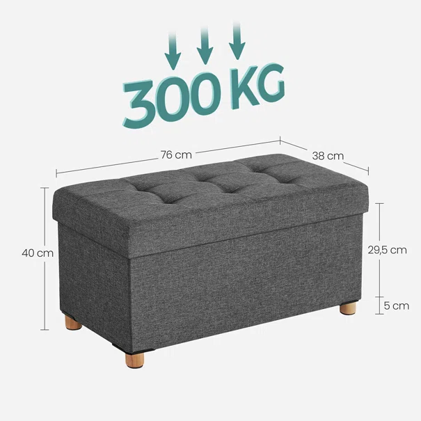 Ταμπουρέ Με Αποθηκευτικό Χώρο (76x38x40) Songmics LSF16GYZ