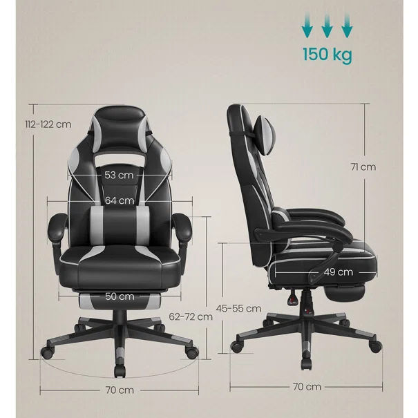 Gaming Καρέκλα Γραφείου (70x70x122) Songmics OBG073BH10
