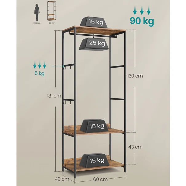 Έπιπλο Εισόδου (60x40x181) Songmics RGR006B01
