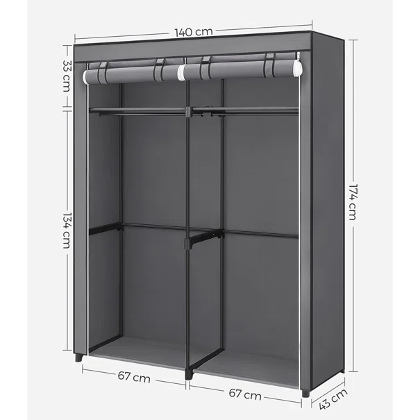 Υφασμάτινη Ντουλάπα (140x43x174) Songmics RYG02GY