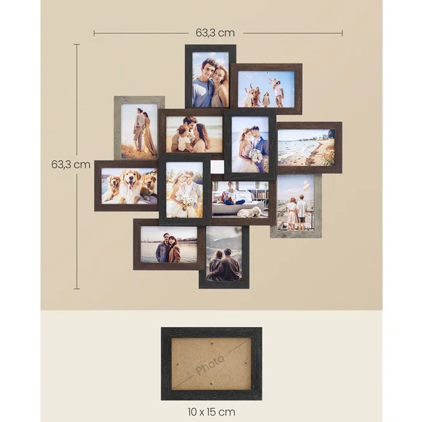 Κορνίζα Τοίχου 12 Θέσεων (63.6x3.6x63.3) Songmics RPF022M01V1
