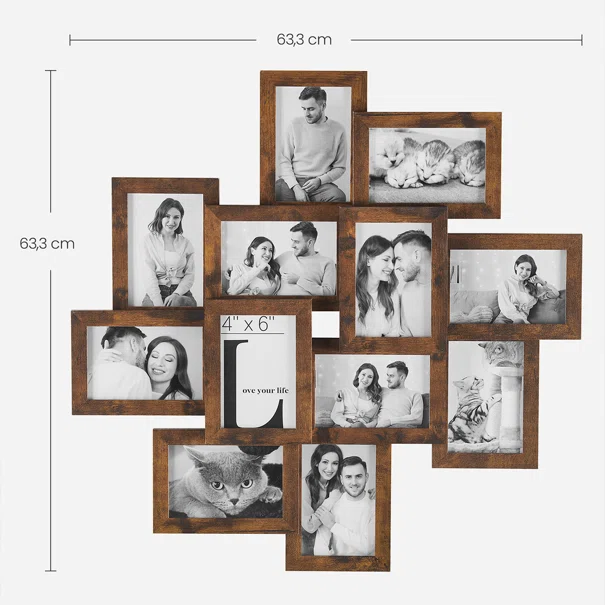 Κορνίζα Τοίχου 12 Θέσεων (63.6x3.6x63.3) Songmics RPF022X01V1