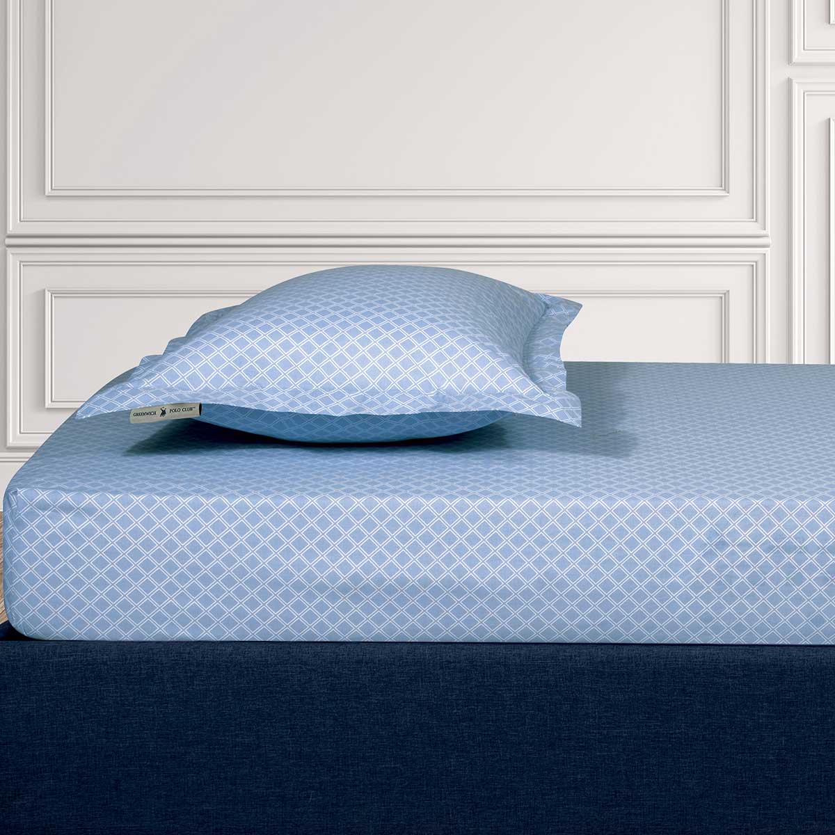 Σεντόνι Υπέρδιπλο Με Λάστιχο (160x200+35) Greenwich Polo Club Loft Rhombus 2511 Blue