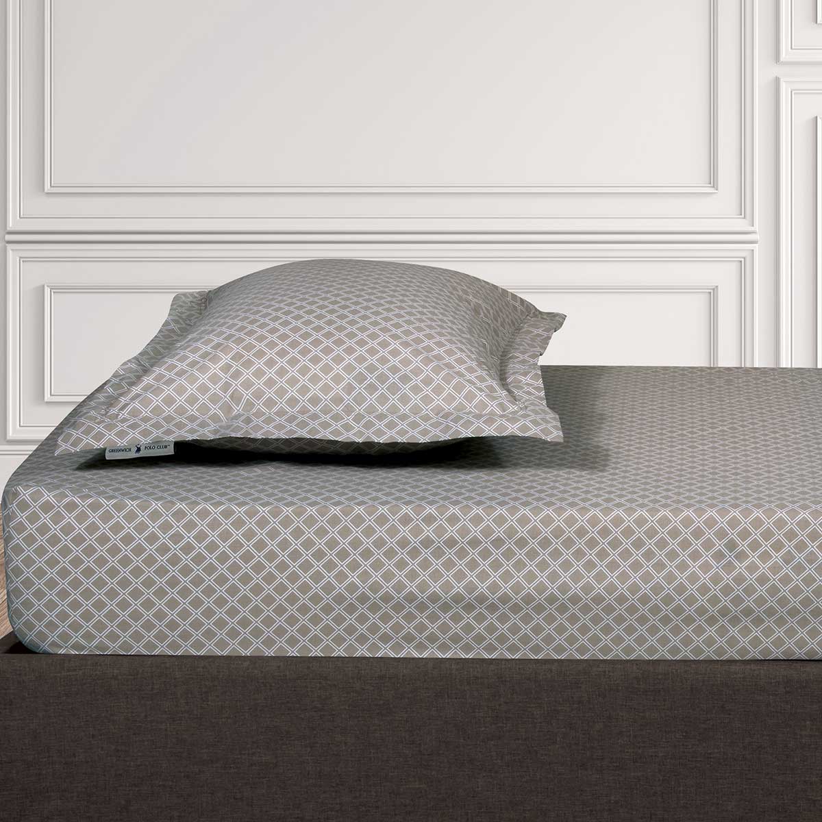 Σεντόνι King Size Με Λάστιχο (180x200+35) Greenwich Polo Club Loft Rhombus 2512 Σπαγγί