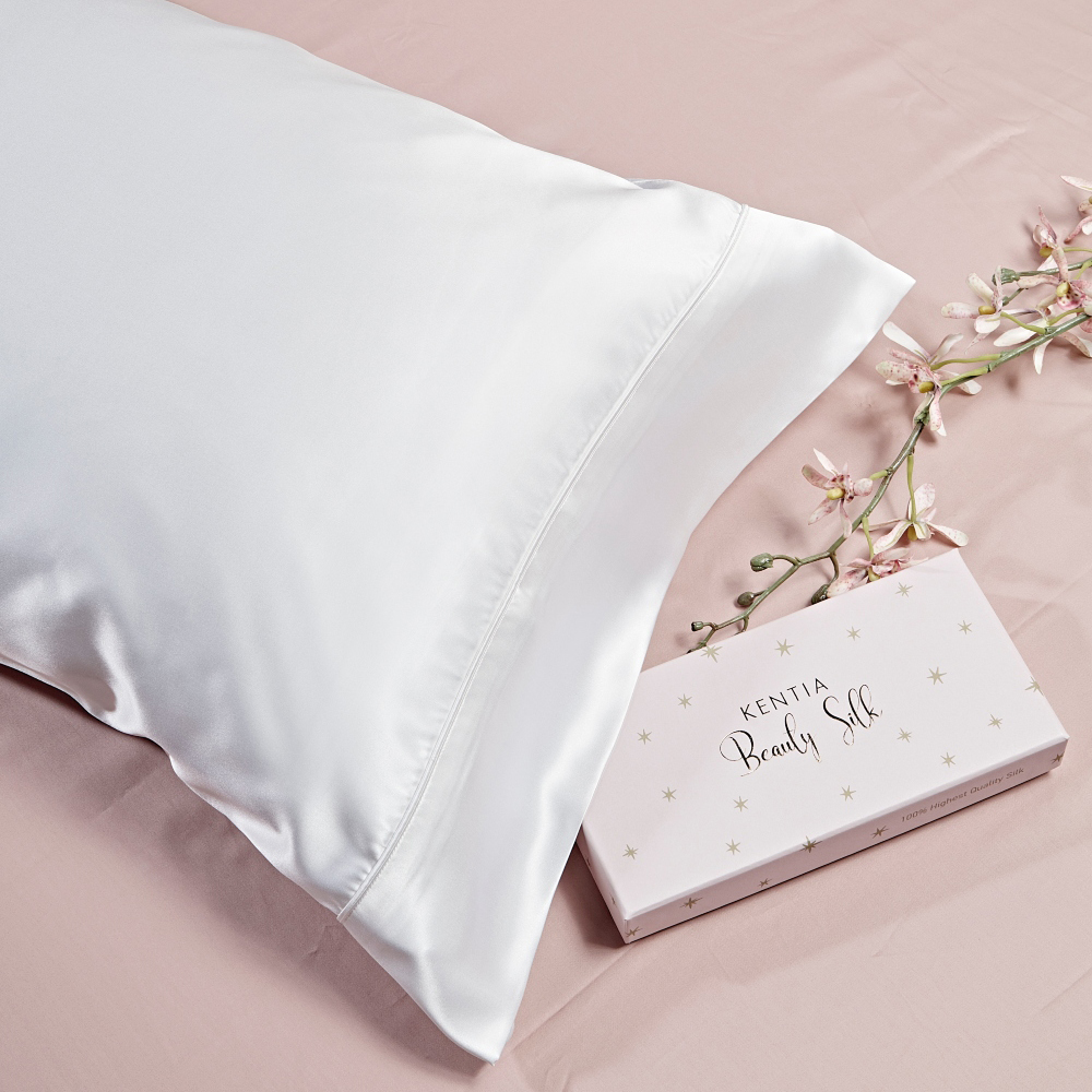 Μεταξωτή Μαξιλαροθήκη Με Φερμουάρ (50x75) Kentia Stylish Silk Z00-White