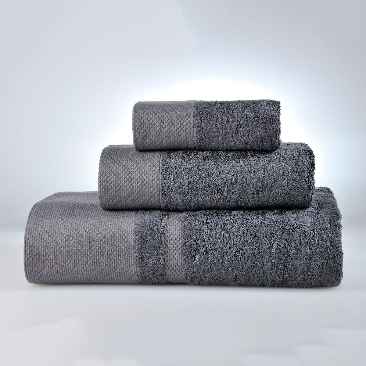 Πετσέτες Μπάνιου (Σετ 3τμχ) Down Town New Rosa 600gsm Dark Grey