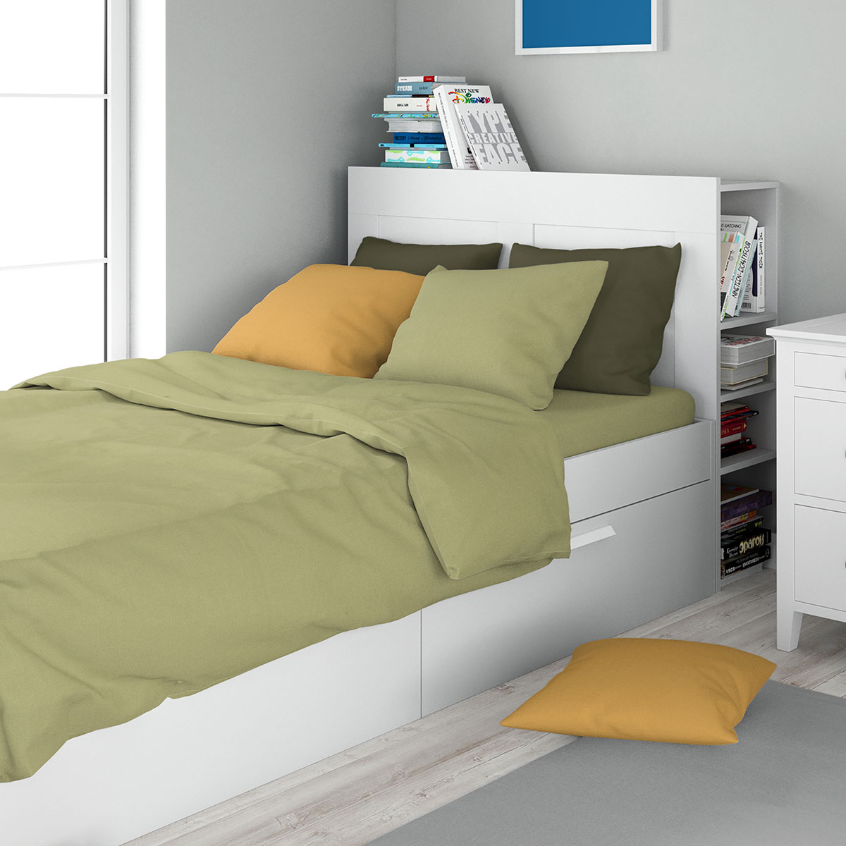 Παπλωματοθήκη Μονή (160x240) Dimcol Solid 504 Olive
