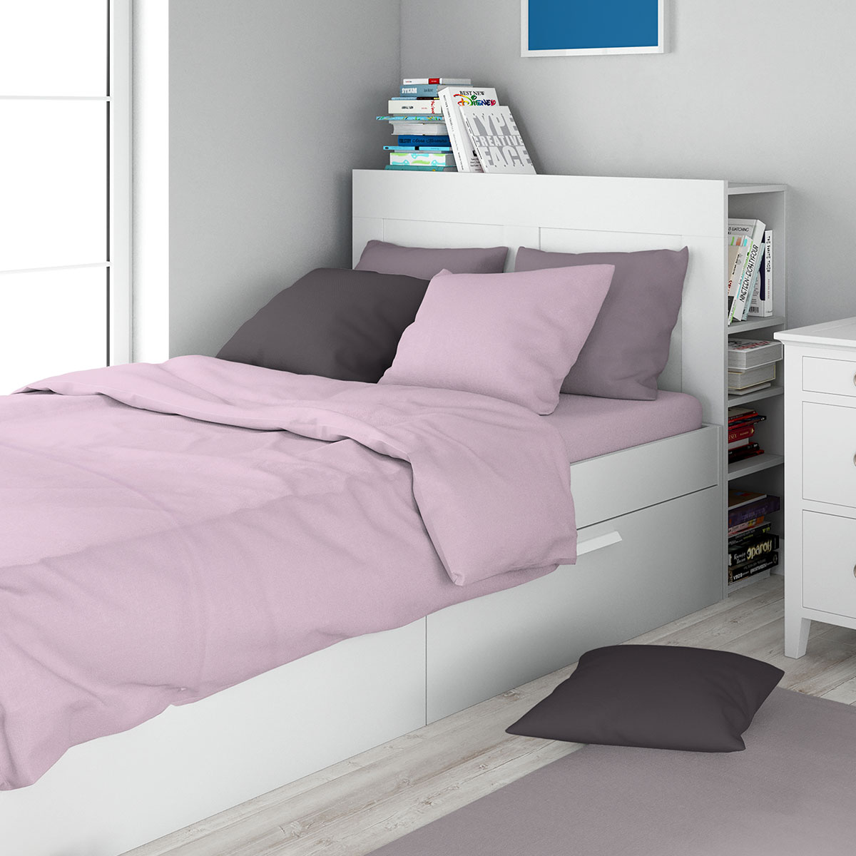 Σεντόνια Μονά (Σετ 3τμχ) Dimcol Solid 506 Light Purple