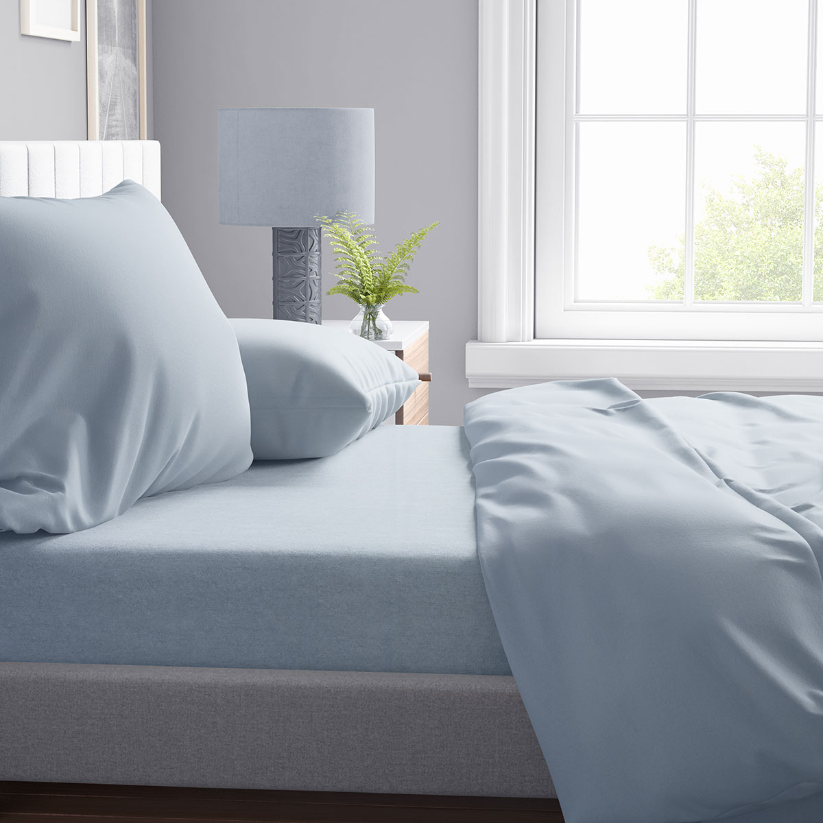 Σεντόνια Υπέρδιπλα (Σετ 220x240) Dimcol Solid 505 Light Blue-Grey