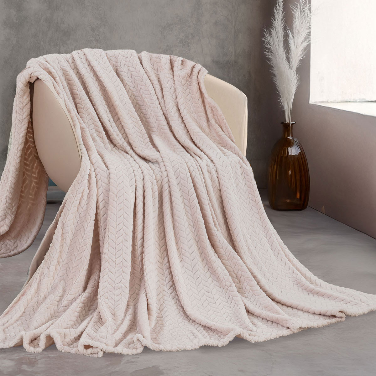 Κουβέρτα Fleece Υπέρδιπλη (220x240) Rythmos Harmonie Μπεζ