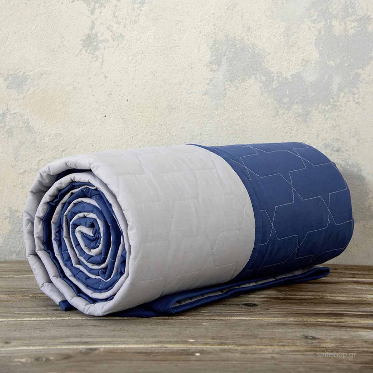 Κουβερλί Υπέρδιπλο (220x240) 2 Όψεων Nima Bed Linen Deploy Navy Blue/Earth Grey