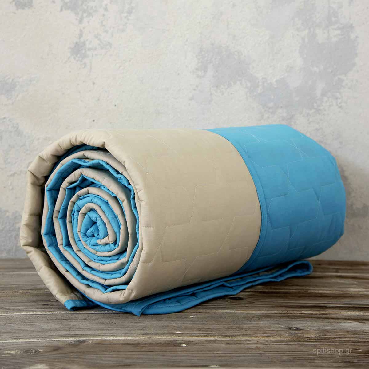 Κουβερλί Υπέρδιπλο (220x240) 2 Όψεων Nima Bed Linen Deploy Petrol/Mexican Beige