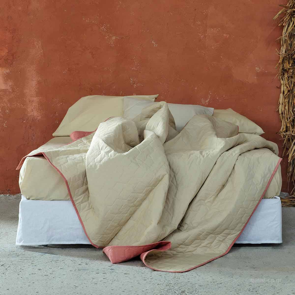 Κουβερλί Υπέρδιπλο (220x240) 2 Όψεων Nima Bed Linen Deploy Tan/Mexican Beige