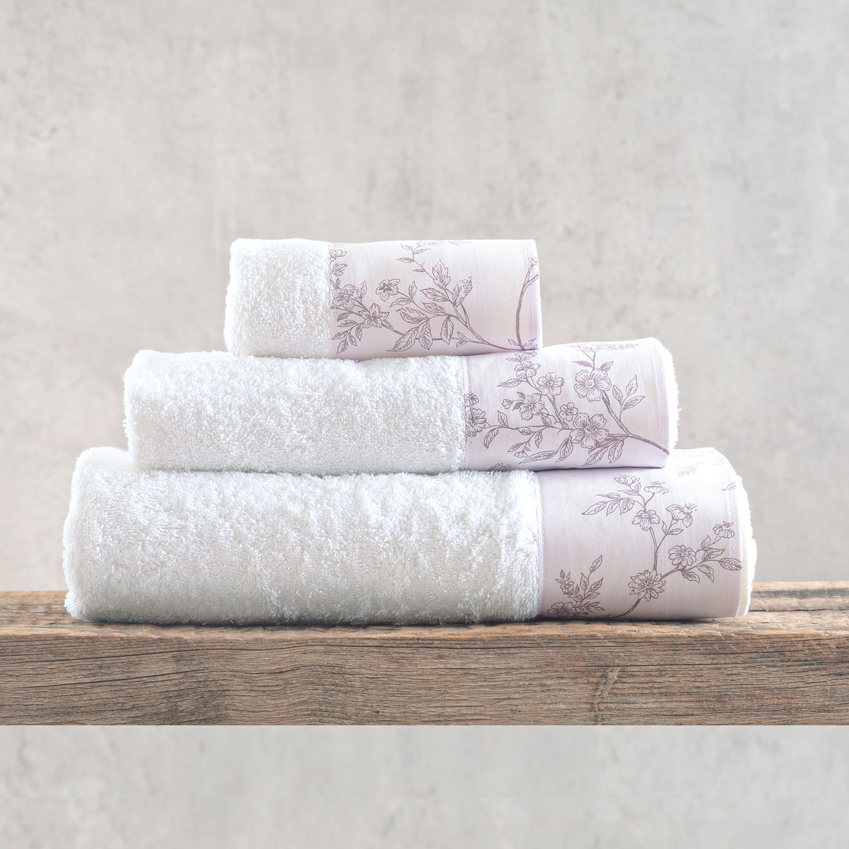 Πετσέτες Μπάνιου (Σετ 3τμχ) Rythmos Odet 500gsm White-Purple